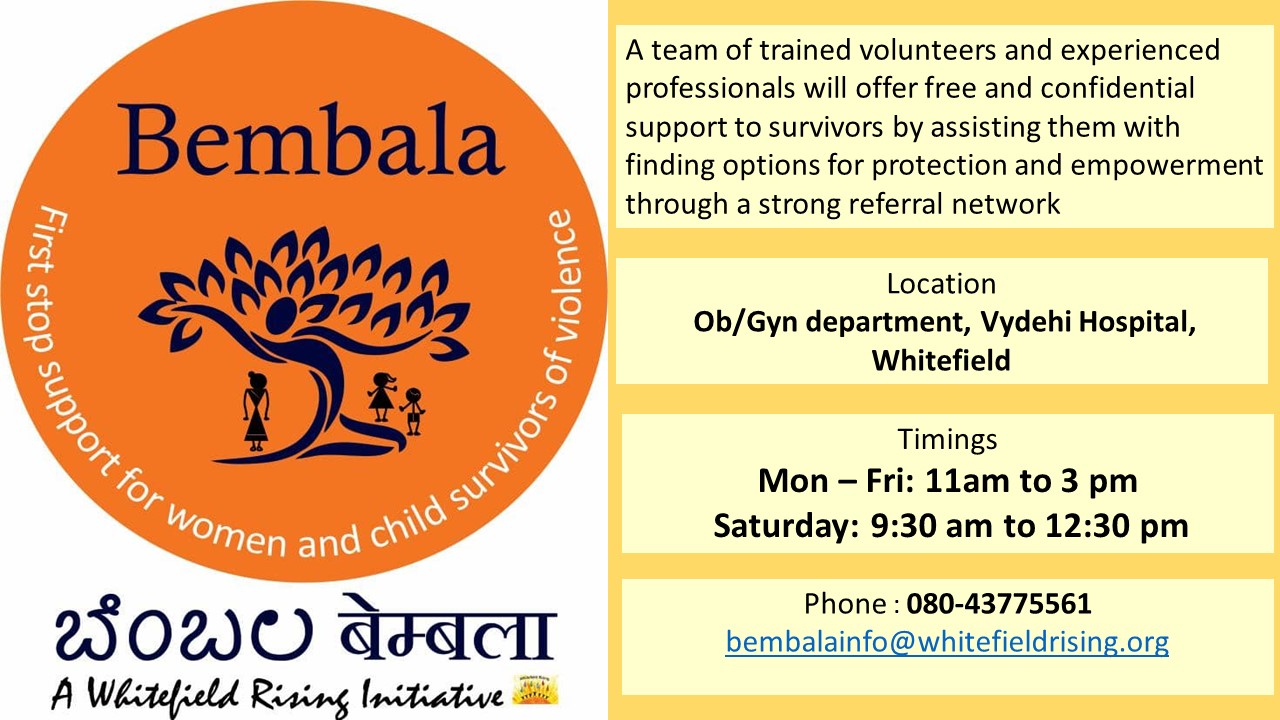 Bembala : Whitefield’s First Stop Support Center for Women and Children