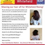 Shaving off hair for Whitefield Rising